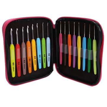 Aluminium Plastic Grip Crochet Hook Set in Purse - Wool Warehouse ...